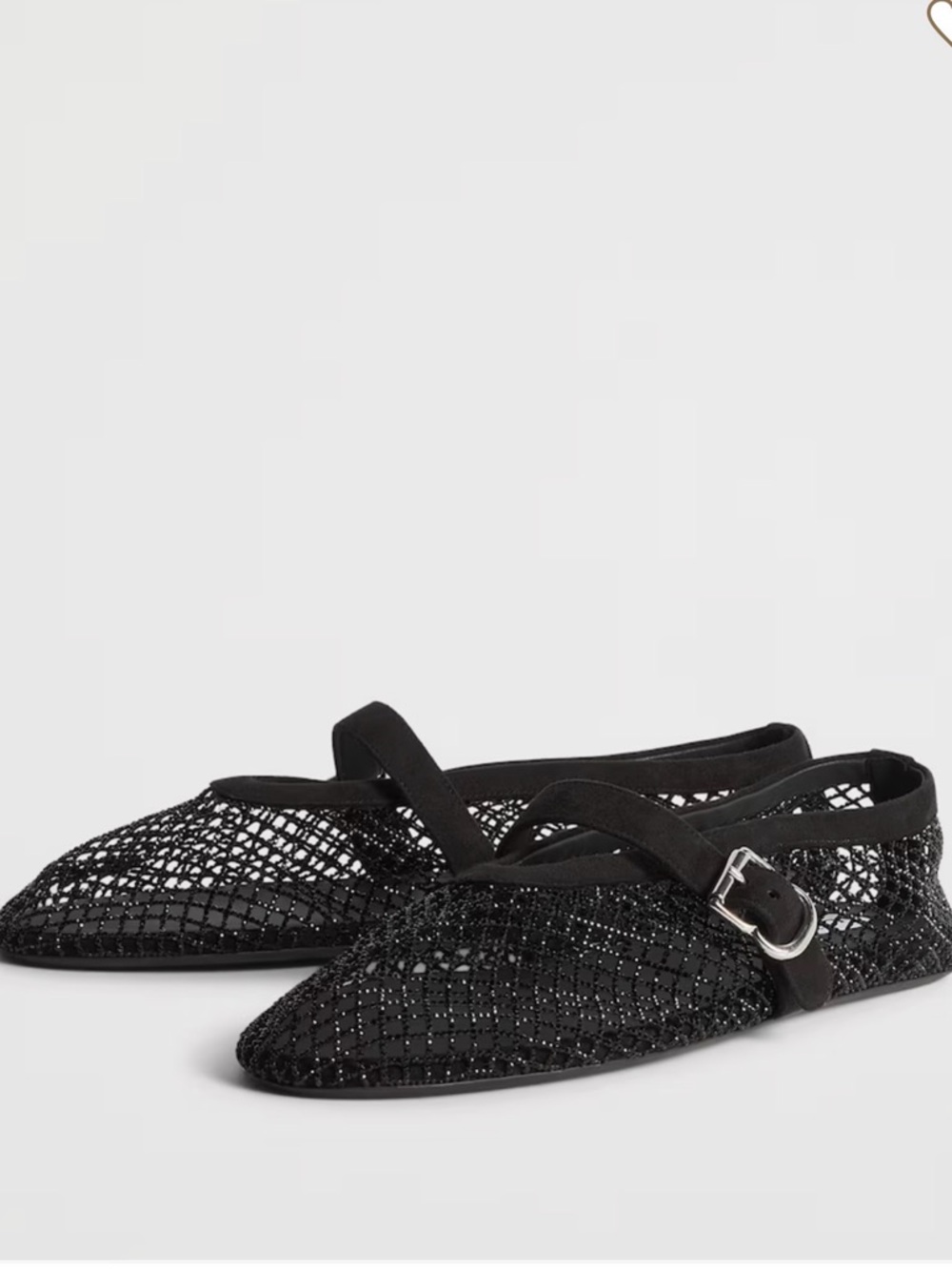 Alaïa Fishnet Embellished Ballet Flat Shoes
